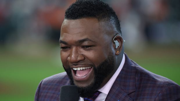 Former Boston Red Sox star David Ortiz speaks on the Fox Sports World Series pregame show on Oct. 16, 2023.
